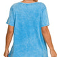 PLUS Deep Sky Washed Short Sleeve V-Neck Top