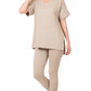 Mocha Microfiber Leggings Set with Short Sleeve Top