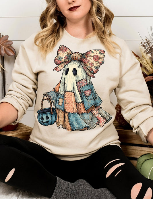 Patchwork Ghost Graphic Sweatshirt