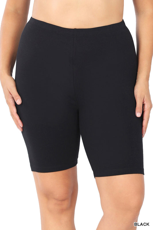 Black cotton biker shorts