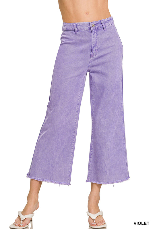 Violet Acid Washed Frayed Hem Jeans