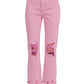 Mauve Acid Washed Distressed Jeans