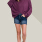 PLUS Zenana Mid Rise Raw Frayed Hem Denim Shorts