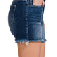 PLUS Zenana Mid Rise Raw Frayed Hem Denim Shorts