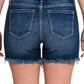 PLUS Zenana Mid Rise Raw Frayed Hem Denim Shorts