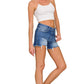 PLUS Zenana Distressed Cutoff Denim Shorts with Side Slit