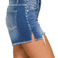 PLUS Zenana Distressed Cutoff Denim Shorts with Side Slit
