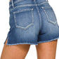 PLUS Zenana Distressed Cutoff Denim Shorts with Side Slit