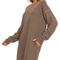 Brown Oversized Pigment Dyed Long Sleeve Dress