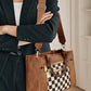 Camel Checkered Tote Bag Purse