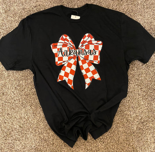 Arkansas Checkered Bow Graphic Tee