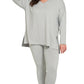 Gray Microfiber Leggings Set with Long Sleeve Top