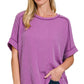 Lt Plum Plus Ribbed Cuff Sleeve Top