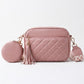 Diamond quilted crossbody bag duo coin purse