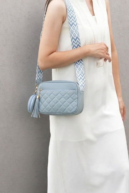 Diamond quilted crossbody bag duo coin purse