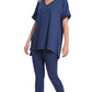Navy Microfiber Leggings Set with Short Sleeve Top