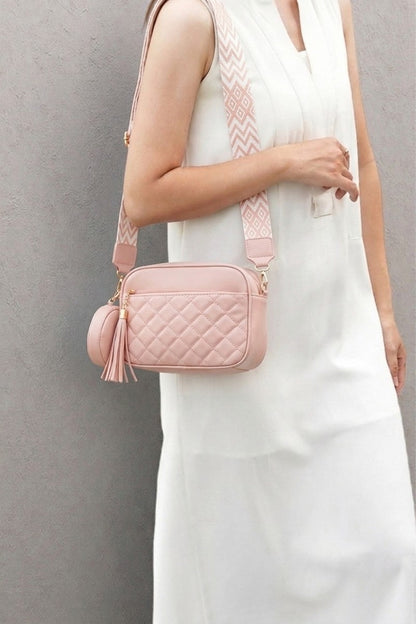 Diamond quilted crossbody bag duo coin purse