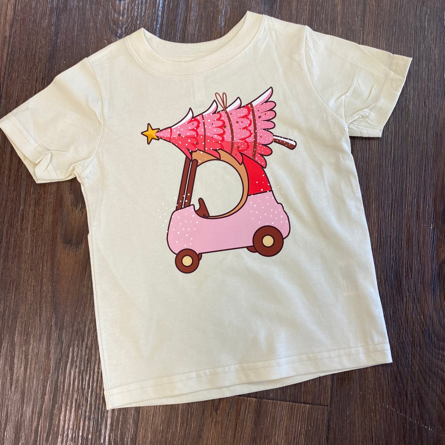 Pink Cozy Coupe Christmas Tree Graphic Tee