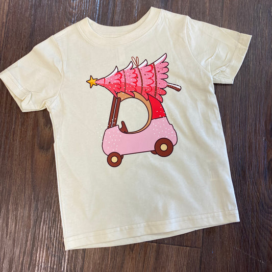 Pink Cozy Coupe Christmas Tree Graphic Tee