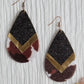 Black glitter cowhide print earrings