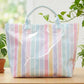 Pastel striped vinyl tote bag