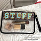 Large Chenille Letter Bag - STUFF - Leopard print zipper pouch