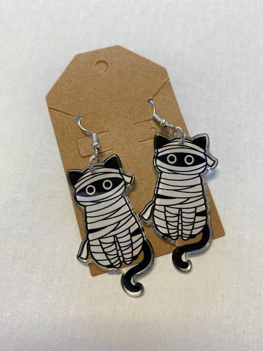 Mummy Cat dangle earrings