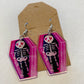 Skeleton in Coffin dangle earrings