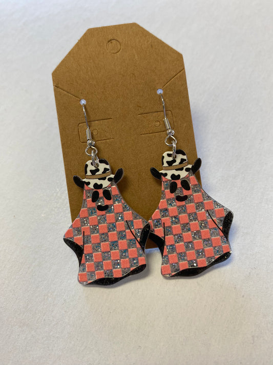 Glitter Cowgirl Ghost dangle earrings