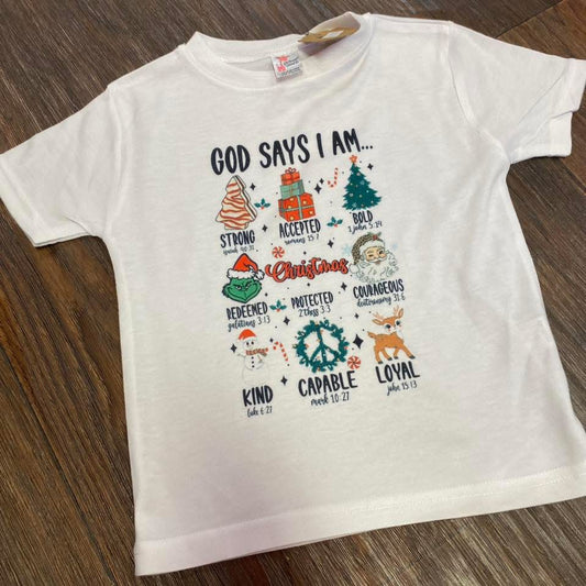 God says I am… Christmas tee 12-18M