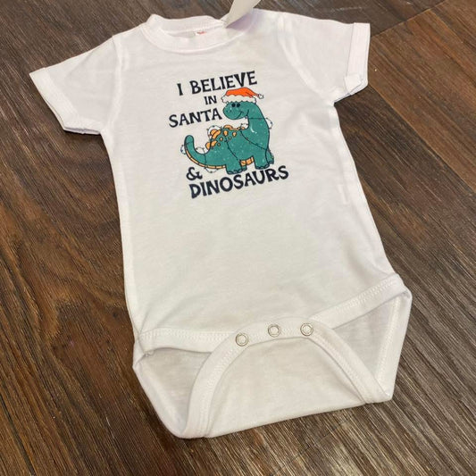 I Believe in  Santa and Dino’s onesie 0-3Months