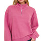 Wine Pigment Dyed Quarter Zip Pullover