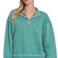 Teal Pigment Dyed Quarter Zip Pullover