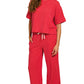 Ruby Red Raised Rib Short Sleeve Tee & Pants Set
