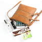 Vegan leather triple zipper crossbody shoulder bag