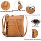 Vegan leather triple zipper crossbody shoulder bag