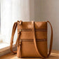 Vegan leather triple zipper crossbody shoulder bag