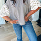 Black Stripe Floral Puff Sleeve Top