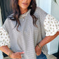 PLUS Black Stripe Floral Puff Sleeve Top