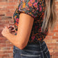 Short Sleeve Rose Floral Mesh Top