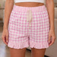 Pink Ghingham Ruffled Boxer Shorts