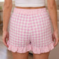 Pink Ghingham Ruffled Boxer Shorts