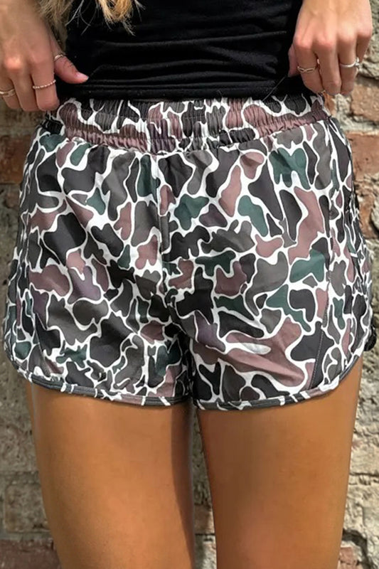 Camo Print Lined Athletic Shorts
