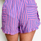 Pink/Purple Stripe Ruffle Trim Shorts
