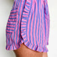 Pink/Purple Stripe Ruffle Trim Shorts