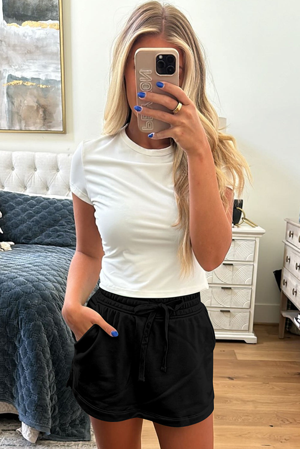 Black French Terry Mini Skort with Pockets
