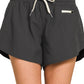 Black Soft Lined Workout Shorts with Zip Pocket