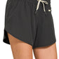 Black Soft Lined Workout Shorts with Zip Pocket