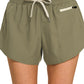 Olive Soft Lined Workout Shorts with Zip Pocket