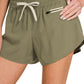 Olive Soft Lined Workout Shorts with Zip Pocket